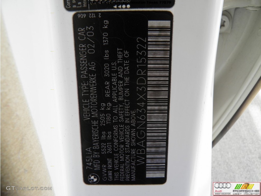 2003 7 Series 745Li Sedan - Alpine White / Dark Beige/Beige III photo #34