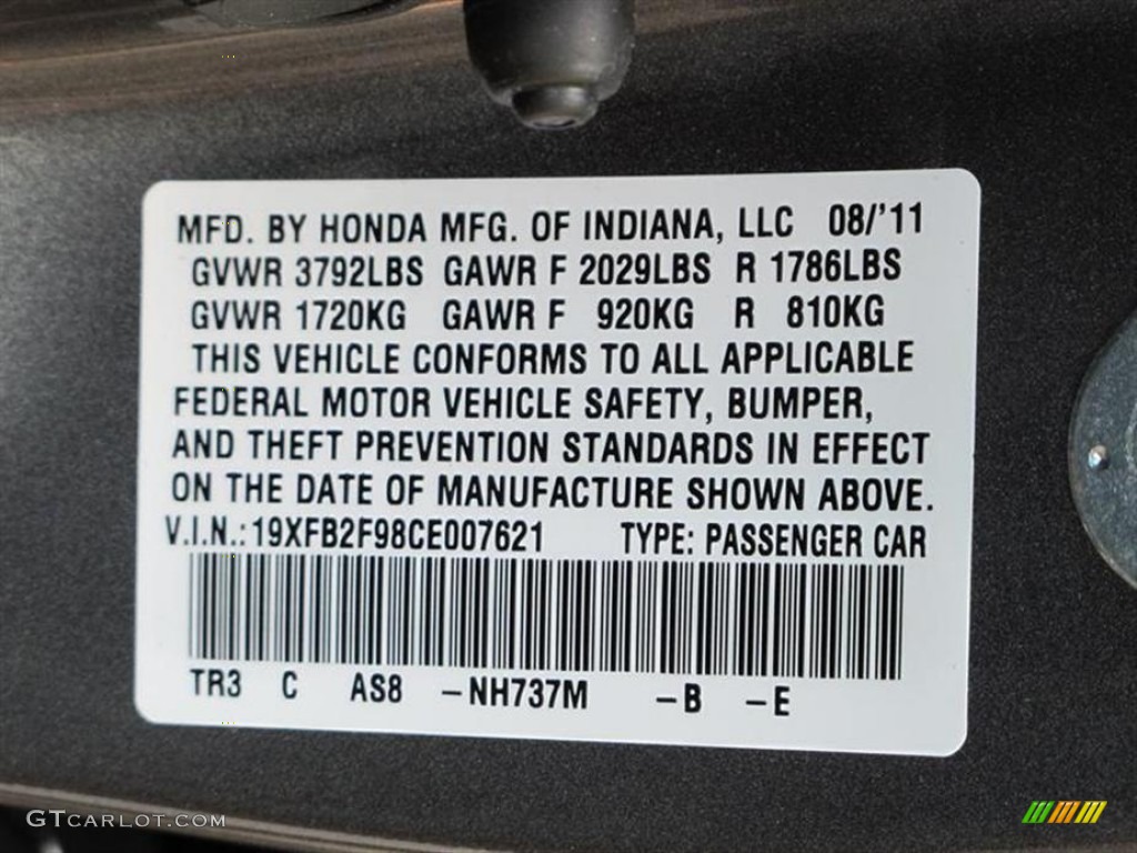 2012 Civic Color Code NH737M for Polished Metal Metallic Photo #53235147