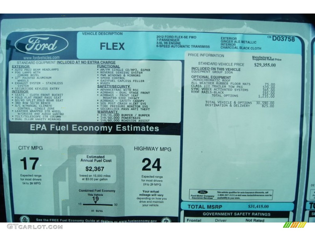 2012 Ford Flex SE Window Sticker Photos