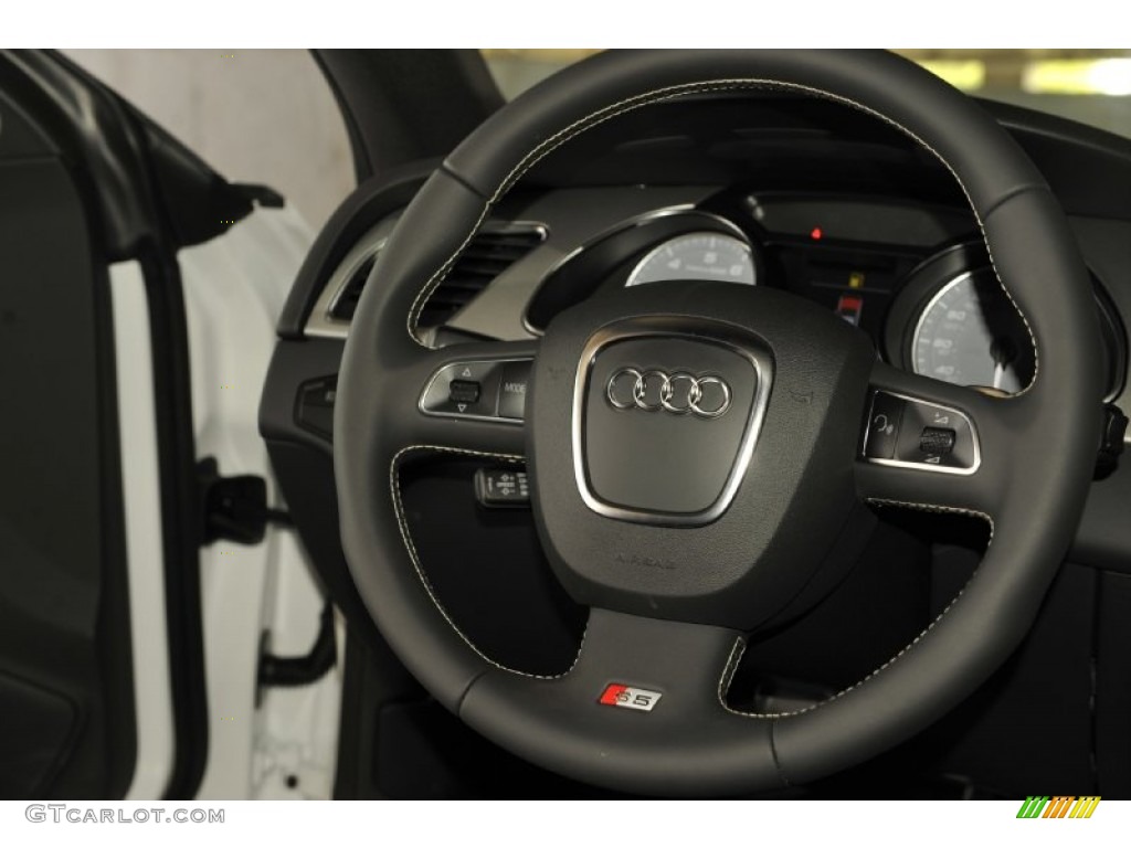 2012 Audi S5 4.2 FSI quattro Coupe Black Steering Wheel Photo #53241411
