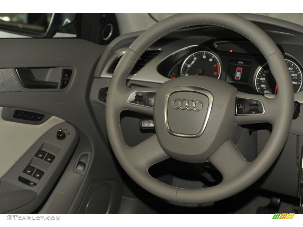 2012 Audi A4 2.0T quattro Sedan Light Gray Steering Wheel Photo #53241816