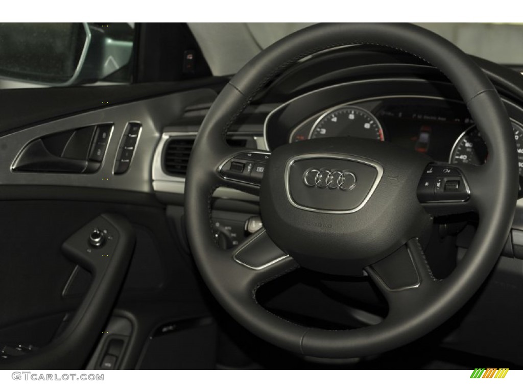 2012 Audi A6 3.0T quattro Sedan Black Steering Wheel Photo #53243388