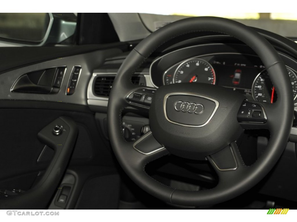 2012 Audi A6 2.0T Sedan Black Steering Wheel Photo #53243670