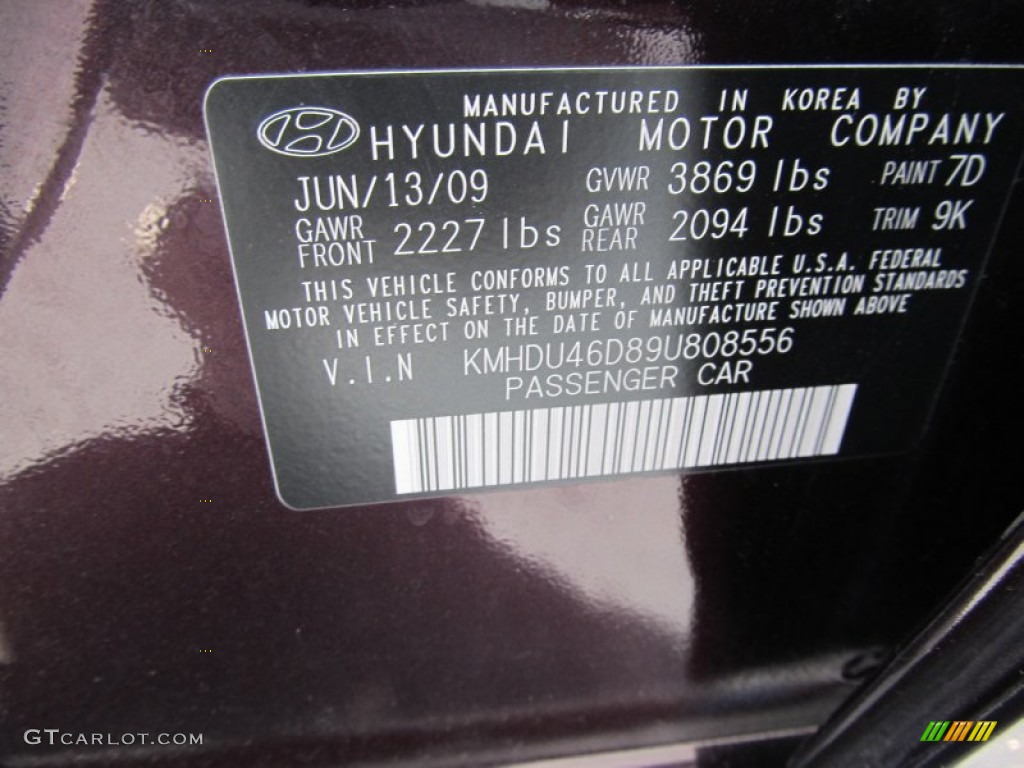 2009 Elantra GLS Sedan - Purple Rain / Beige photo #19