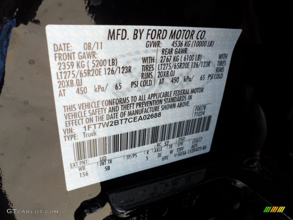 2012 F250 Super Duty Color Code UD for Black Photo #53249803