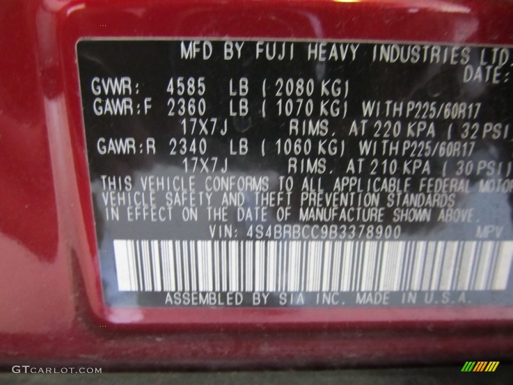 2011 Outback 2.5i Premium Wagon - Ruby Red Pearl / Warm Ivory photo #13
