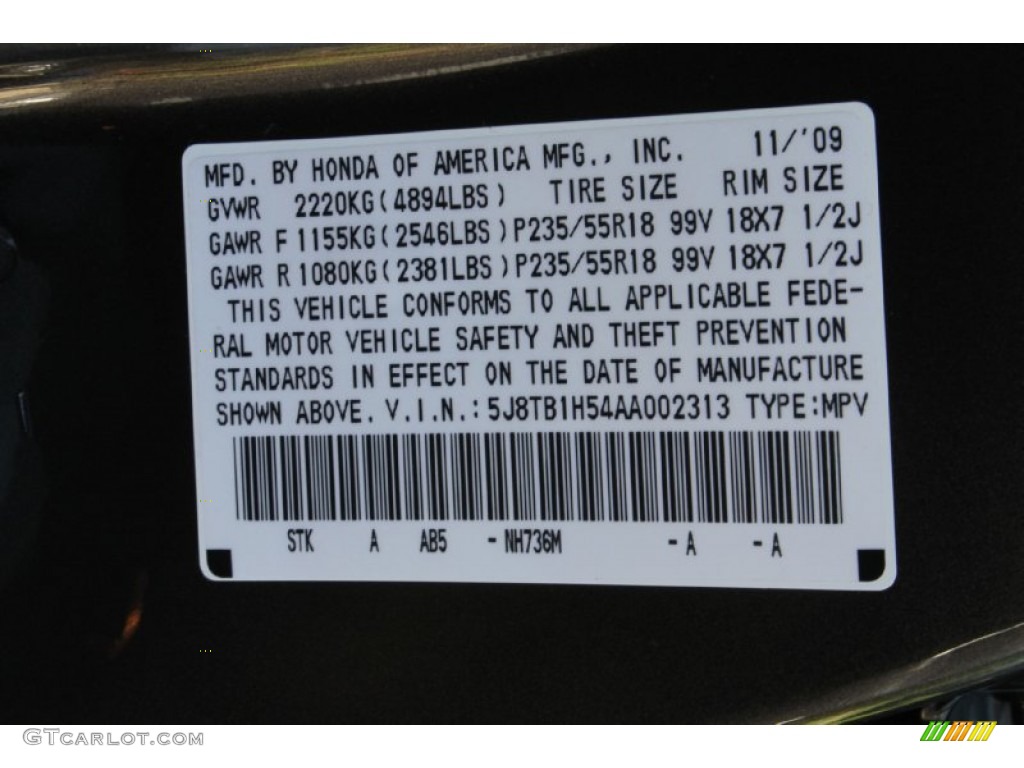 2010 RDX Color Code NH736M for Grigio Metallic Photo #53252818