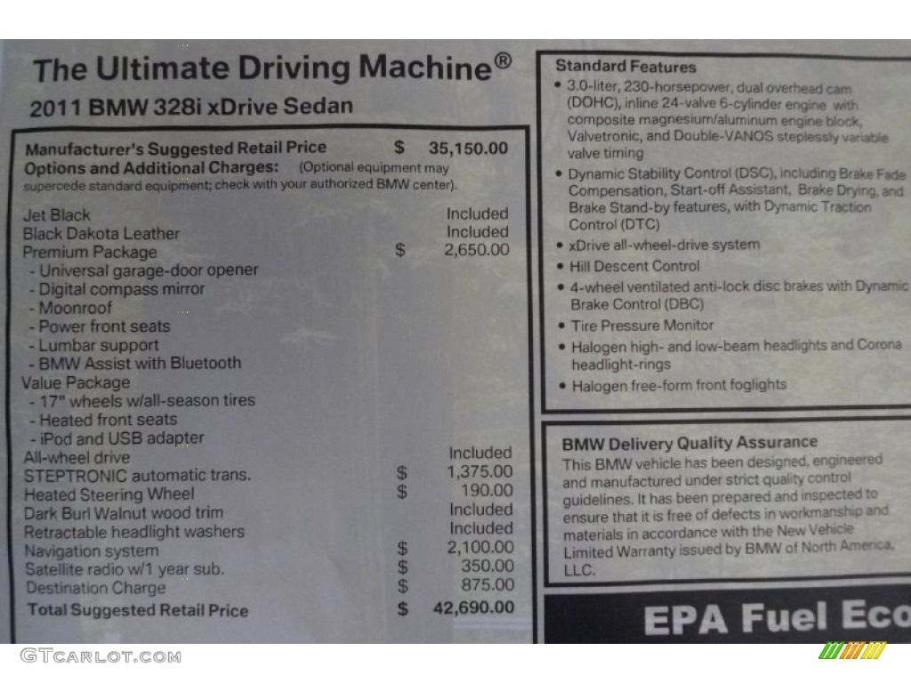 2011 3 Series 328i xDrive Sedan - Jet Black / Black Dakota Leather photo #3