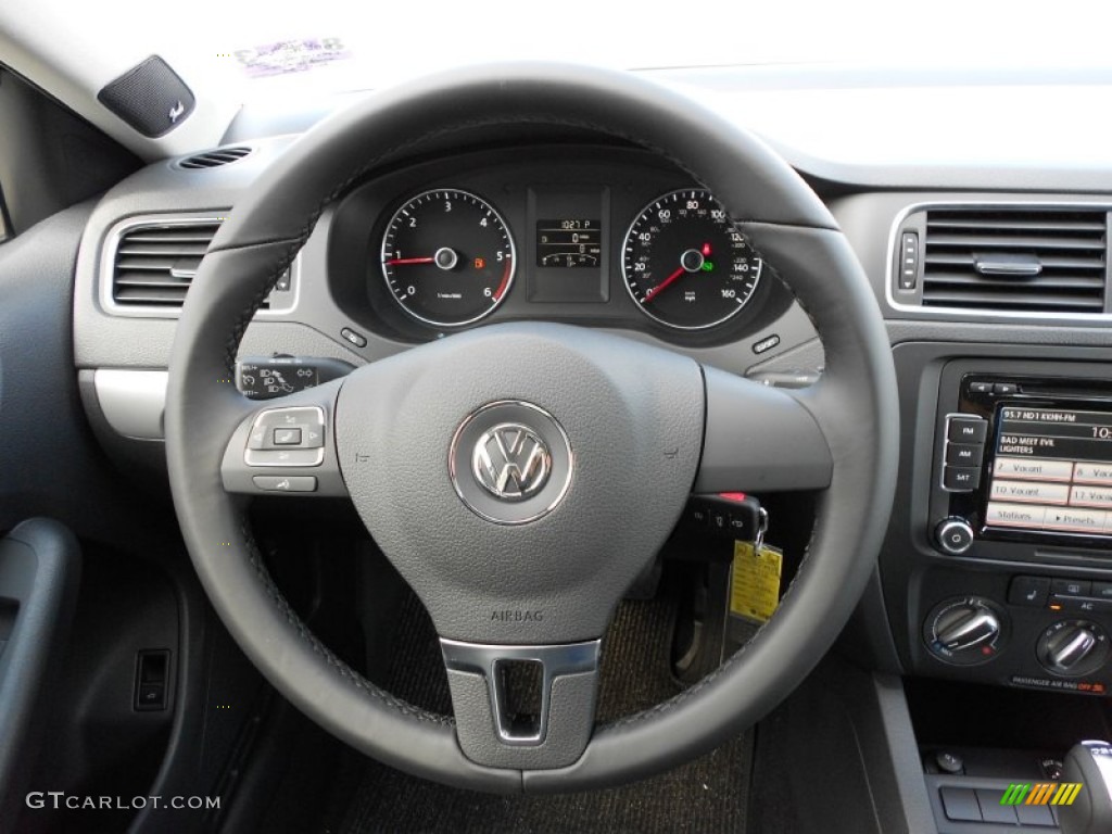 2012 Volkswagen Jetta TDI Sedan Titan Black Steering Wheel Photo #53262694