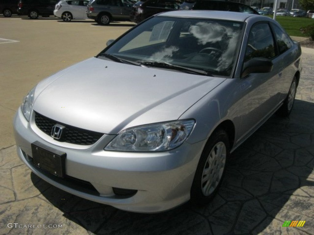 2005 Civic LX Coupe - Satin Silver Metallic / Black photo #2