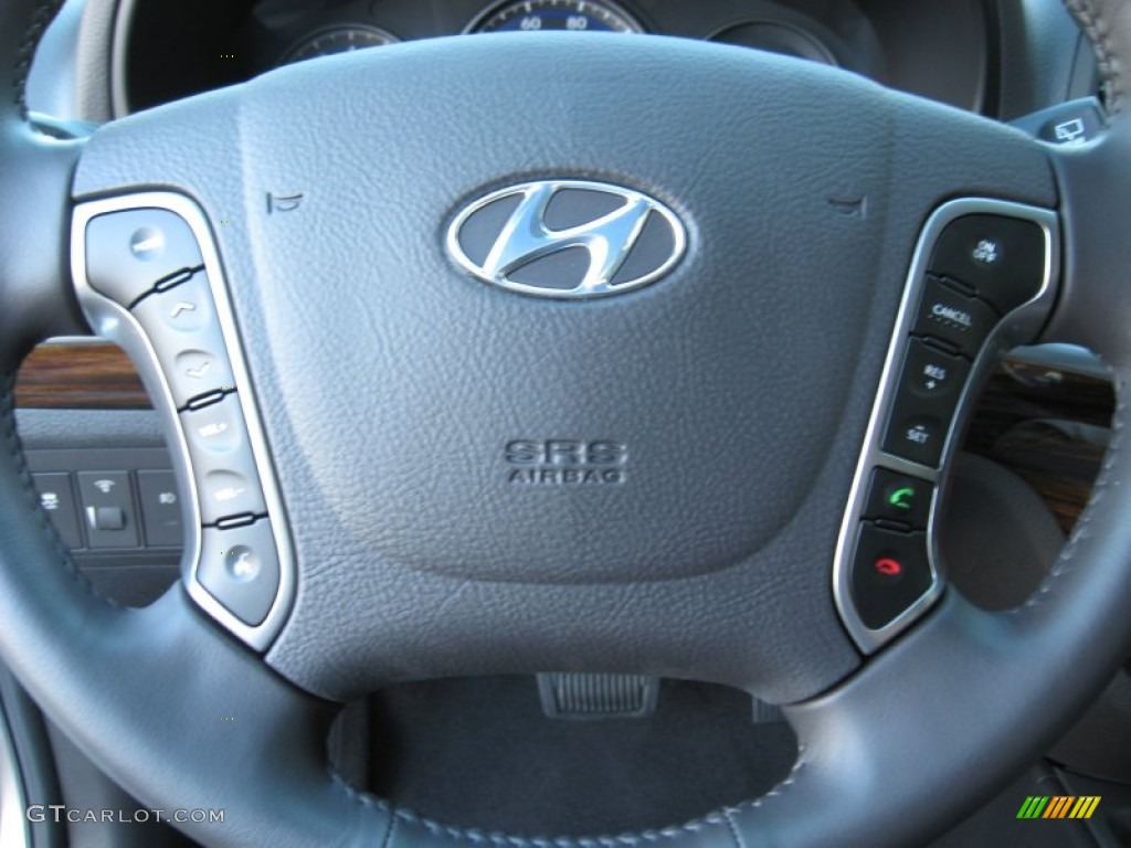 2011 Hyundai Santa Fe Limited Cocoa Black Steering Wheel Photo #53265424