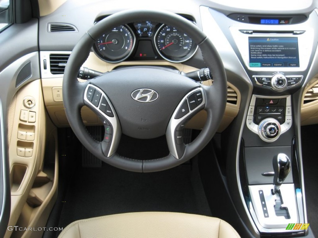 2012 Hyundai Elantra Limited Beige Dashboard Photo #53266165