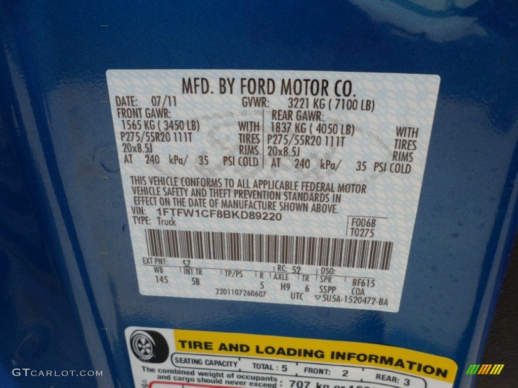 2011 F150 Color Code SZ for Blue Flame Metallic Photo #53273890