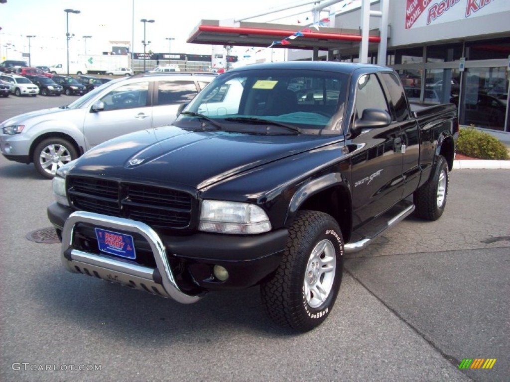 2001 Dakota Sport Club Cab 4x4 - Black / Dark Slate Gray photo #1