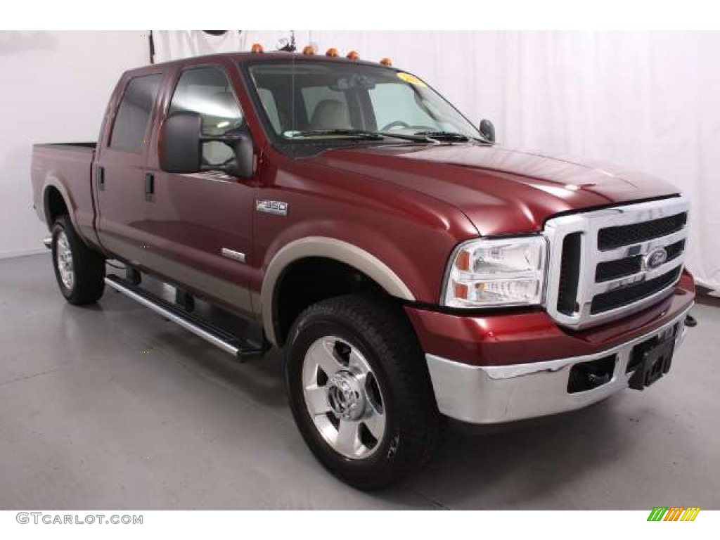 2007 F350 Super Duty Lariat Crew Cab 4x4 - Dark Toreador Red Metallic / Tan photo #3
