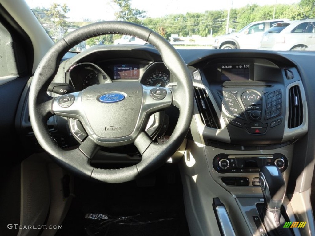 2012 Ford Focus SEL 5-Door Stone Steering Wheel Photo #53292210