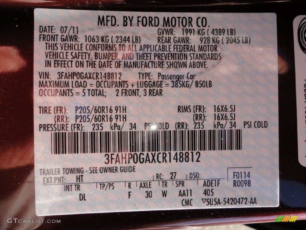 2012 Fusion Color Code HT for Cinnamon Metallic Photo #53292672