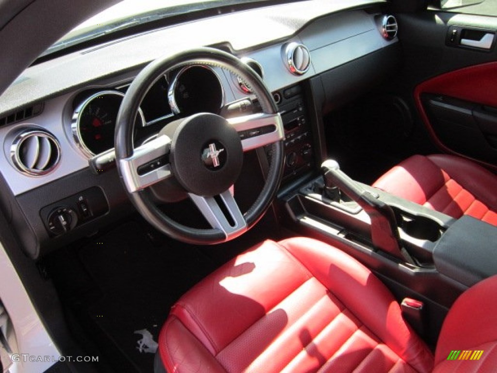 Red Leather Interior 2005 Ford Mustang GT Premium Coupe Photo #53295357