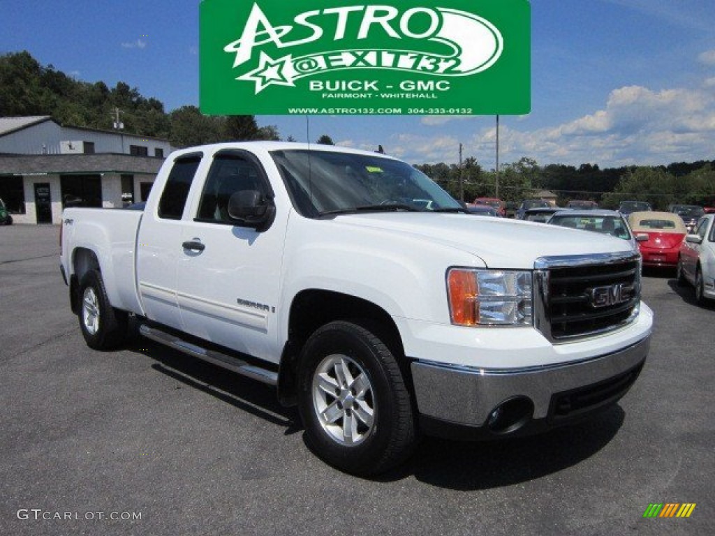 2008 Sierra 1500 SLE Extended Cab 4x4 - Summit White / Ebony photo #1