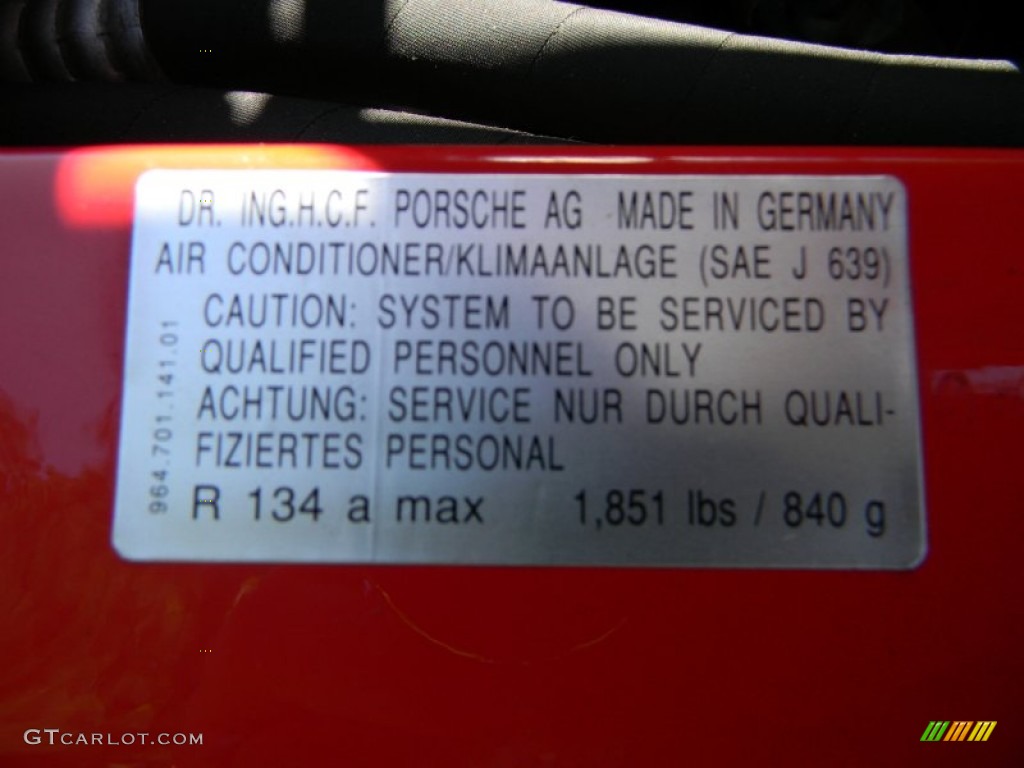 1997 Porsche 911 Carrera Cabriolet Info Tag Photo #53296107