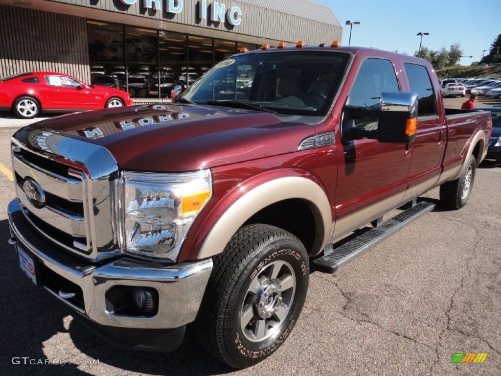 2011 F250 Super Duty Lariat Crew Cab 4x4 - Royal Red Metallic / Adobe Two Tone Leather photo #9