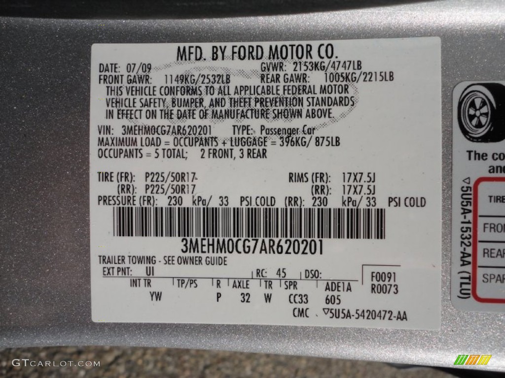 2010 Milan Color Code UI for Brilliant Silver Metallic Photo #53299293