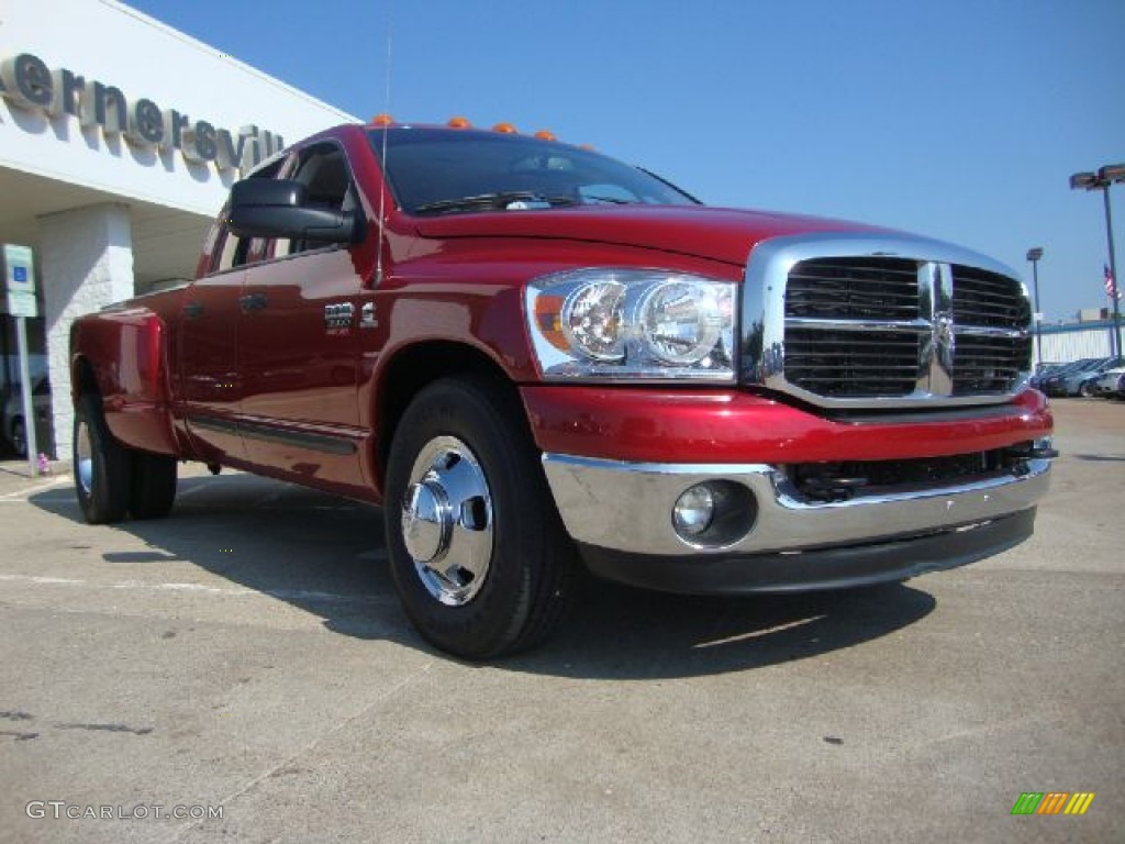 2007 Ram 3500 SLT Quad Cab Dually - Inferno Red Crystal Pearl / Medium Slate Gray photo #7