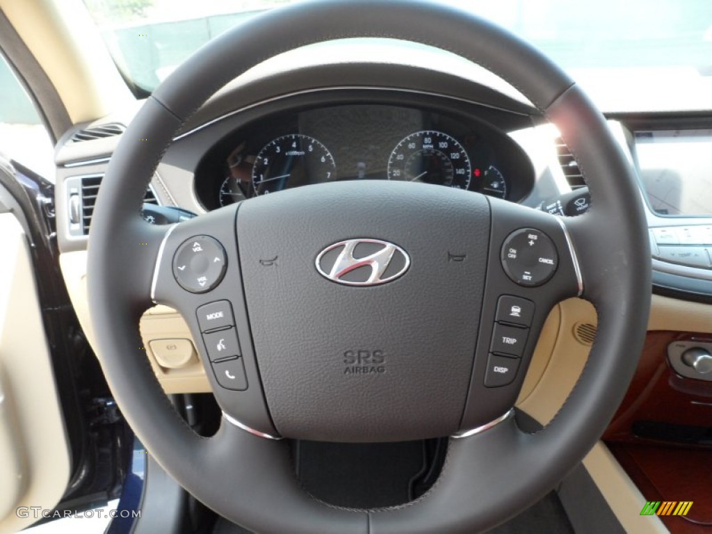 2012 Hyundai Genesis 3.8 Sedan Cashmere Steering Wheel Photo #53315484