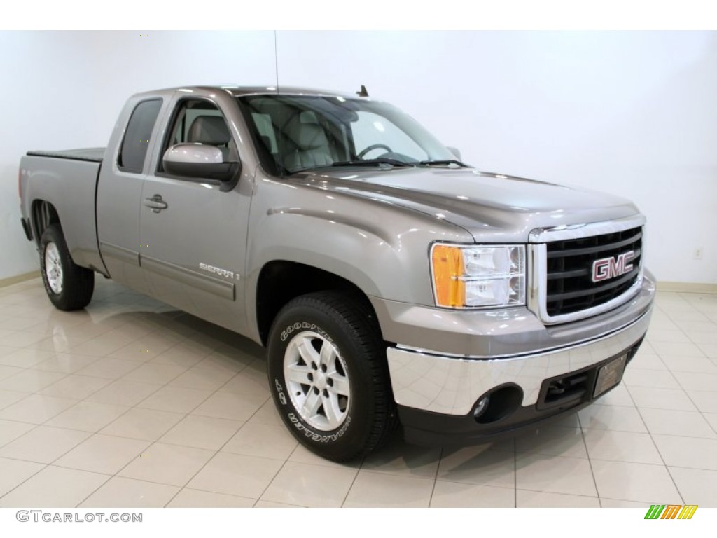 2008 Sierra 1500 SLE Extended Cab 4x4 - Steel Gray Metallic / Cocoa/Light Cashmere photo #1