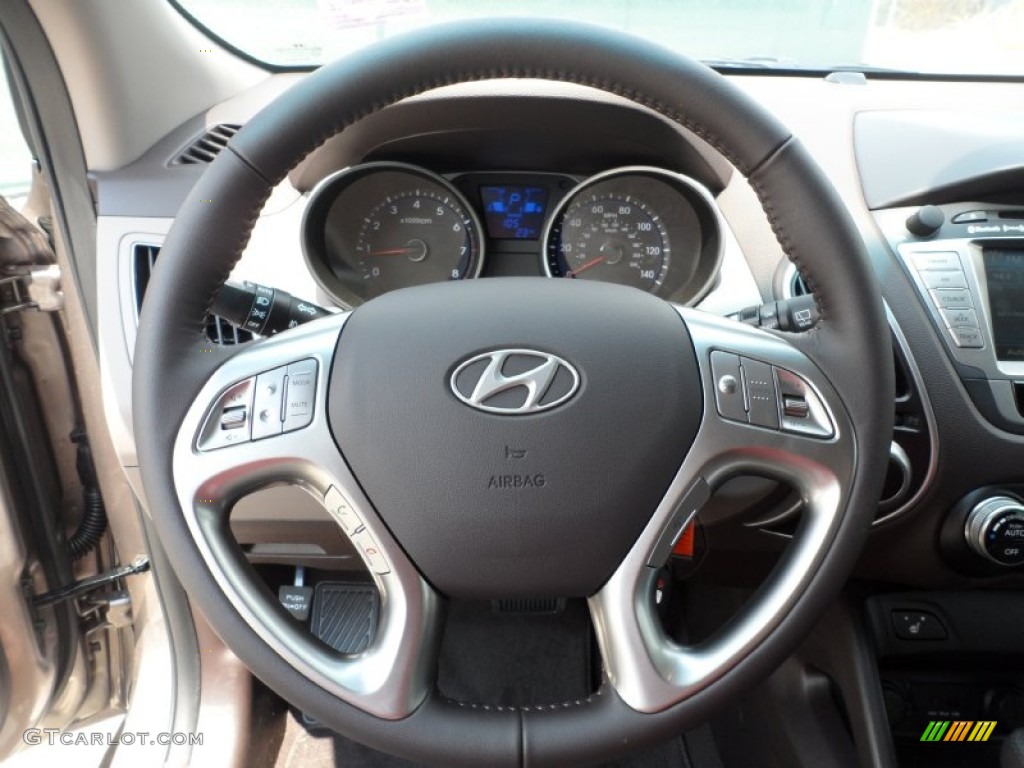 2012 Hyundai Tucson Limited Taupe Steering Wheel Photo #53316759