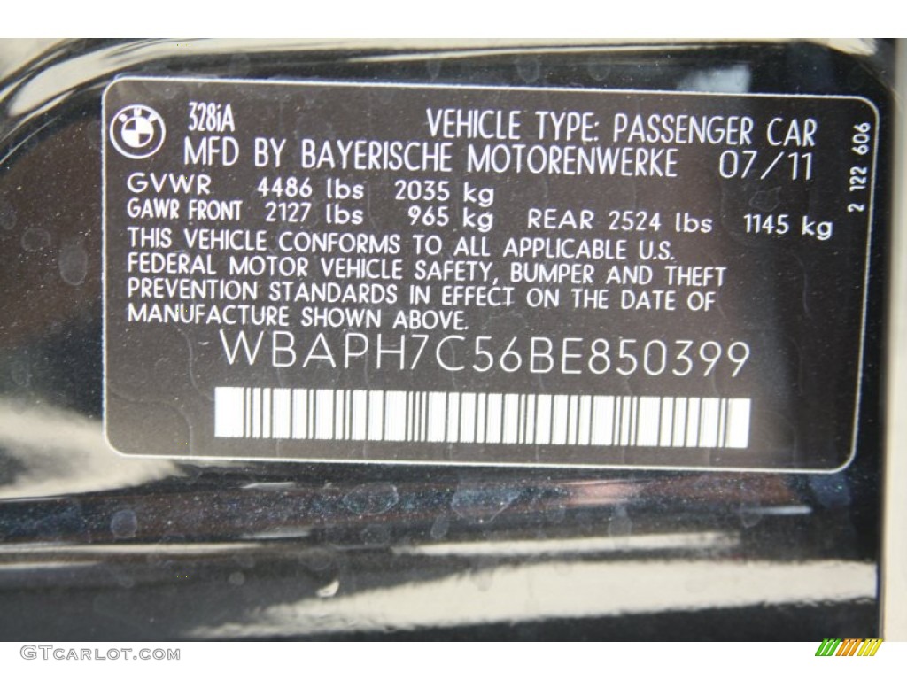 2011 3 Series 328i Sedan - Black Sapphire Metallic / Gray Dakota Leather photo #8