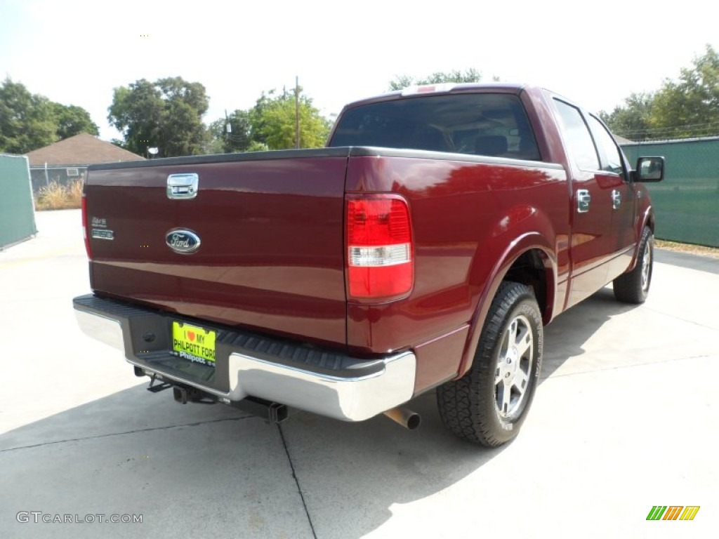 2006 F150 Lariat SuperCrew - Dark Toreador Red Metallic / Tan photo #3
