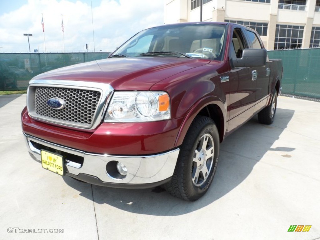 2006 F150 Lariat SuperCrew - Dark Toreador Red Metallic / Tan photo #7