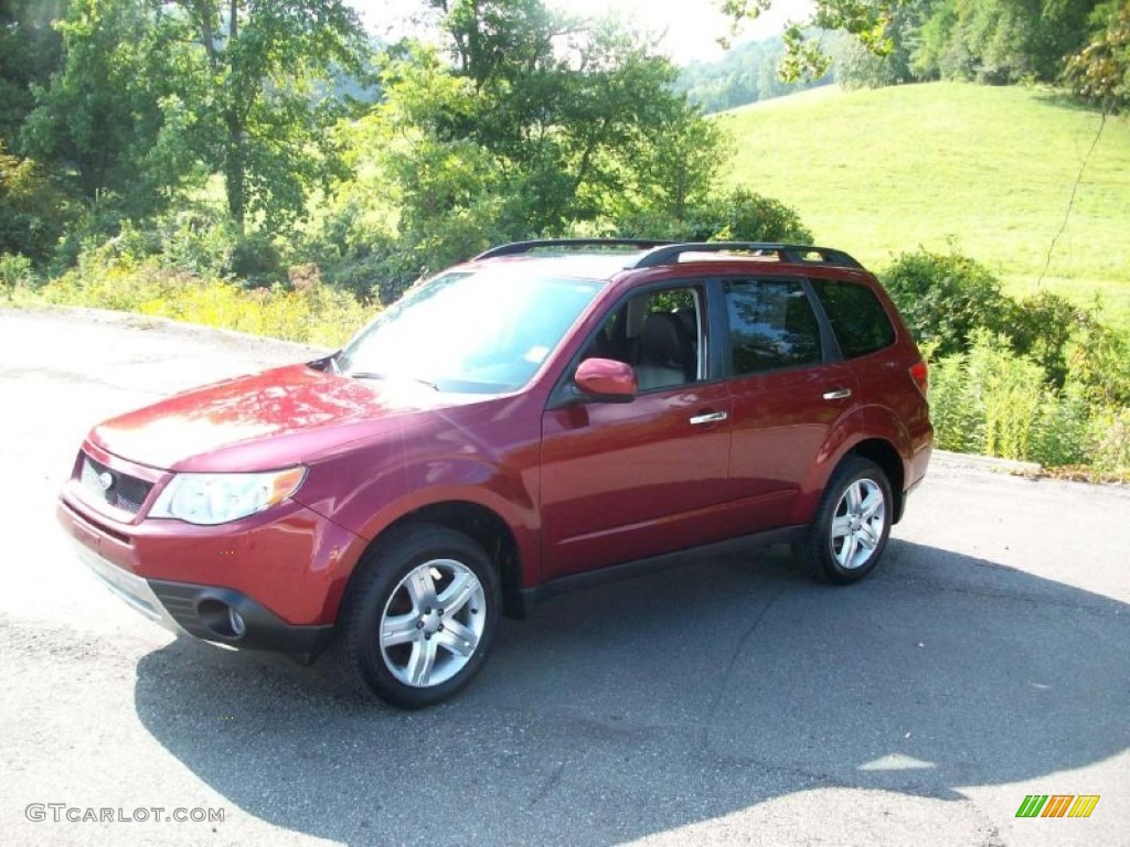 2009 Forester 2.5 X Limited - Camellia Red Pearl / Black photo #1