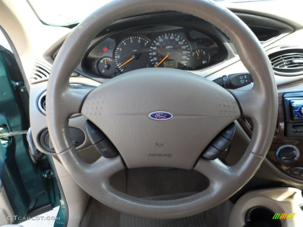 2000 Ford Focus ZTS Sedan Medium Parchment Steering Wheel Photo #53323777