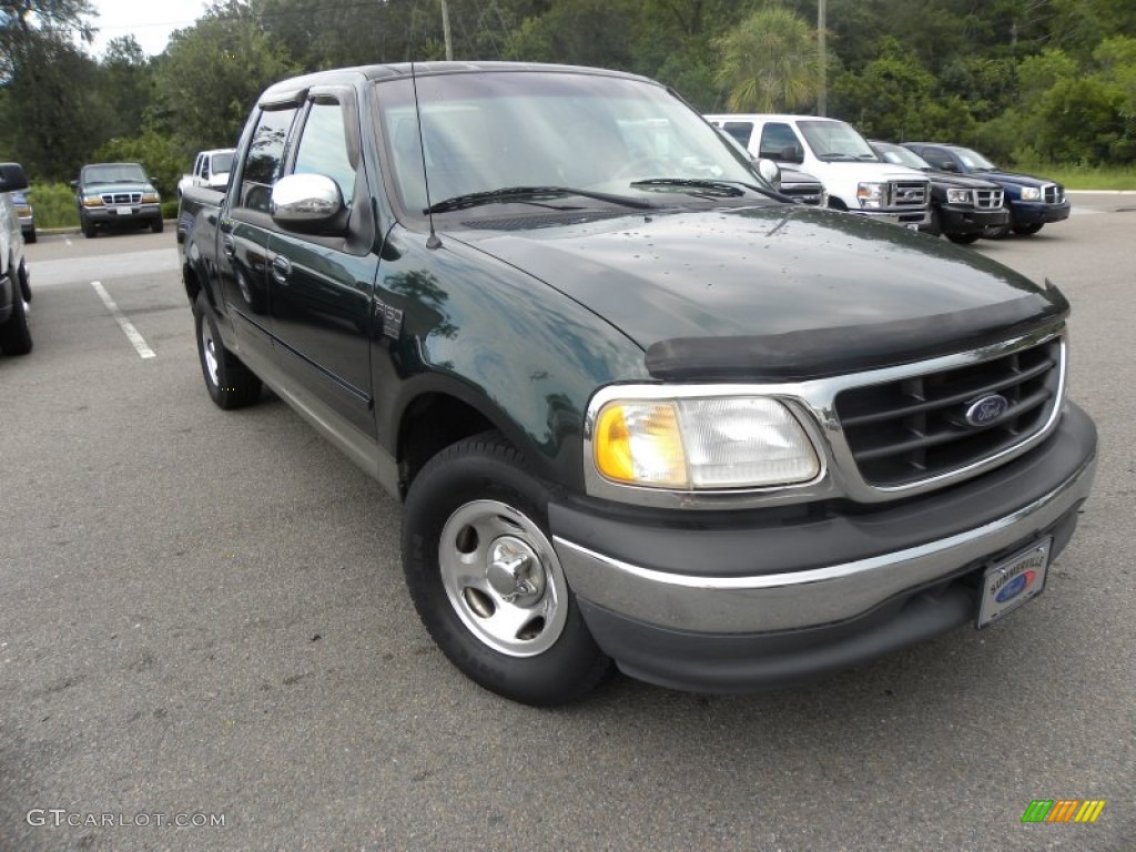 2001 F150 XLT SuperCrew - Estate Green Metallic / Medium Parchment photo #1