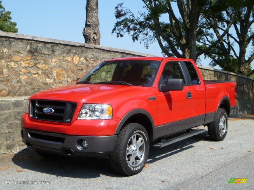 Bright Red 2007 Ford F150 FX4 SuperCab 4x4 Exterior Photo #53329188