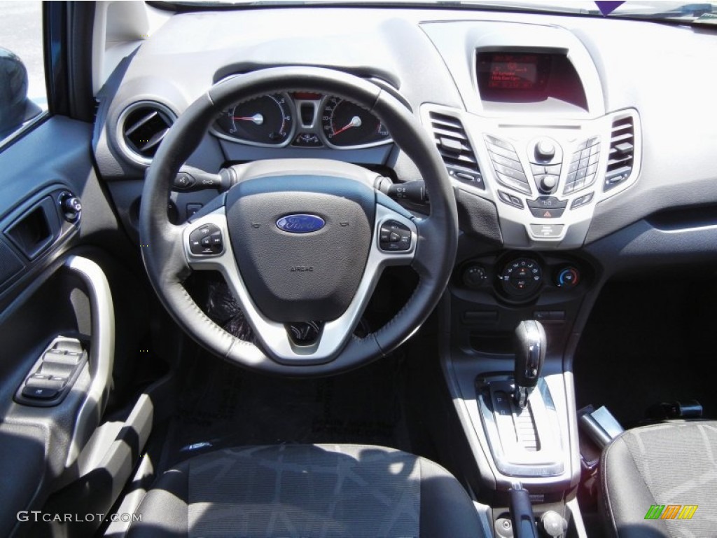 2011 Ford Fiesta SEL Sedan Charcoal Black/Blue Cloth Dashboard Photo #53329614
