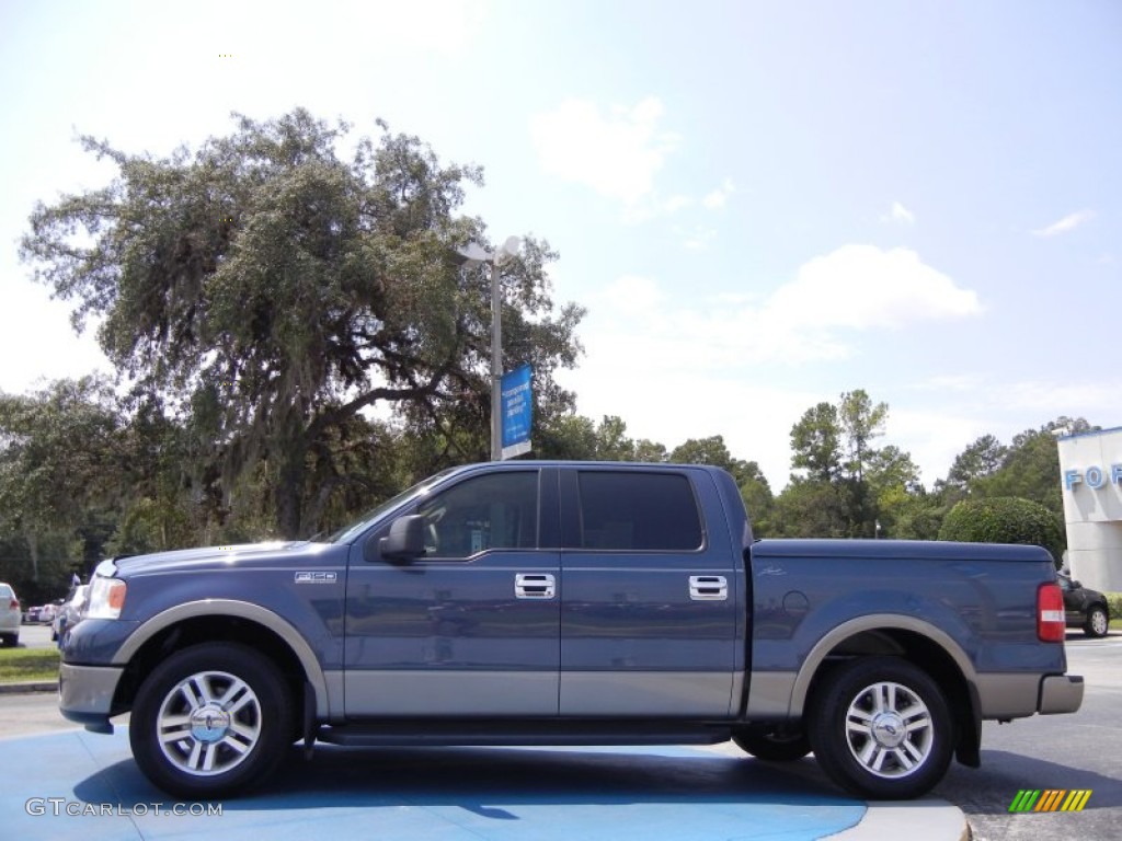 2006 F150 Lariat SuperCrew - Medium Wedgewood Blue Metallic / Tan photo #2