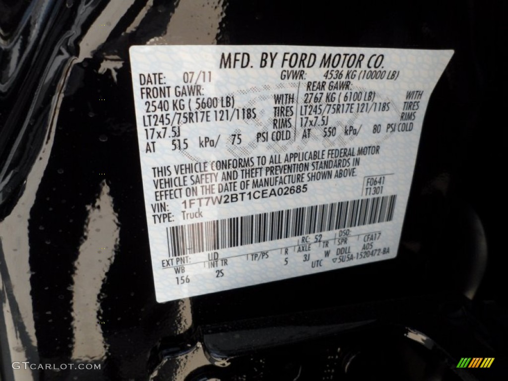 2012 F250 Super Duty Color Code UD for Black Photo #53335972