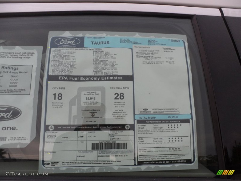 2012 Ford Taurus SE Window Sticker Photo #53336905