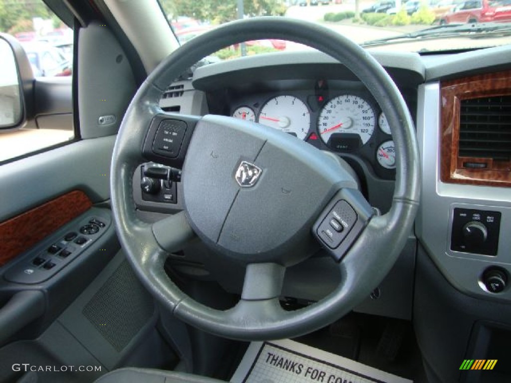 2007 Dodge Ram 3500 Laramie Quad Cab 4x4 Dually Medium Slate Gray Steering Wheel Photo #53339803