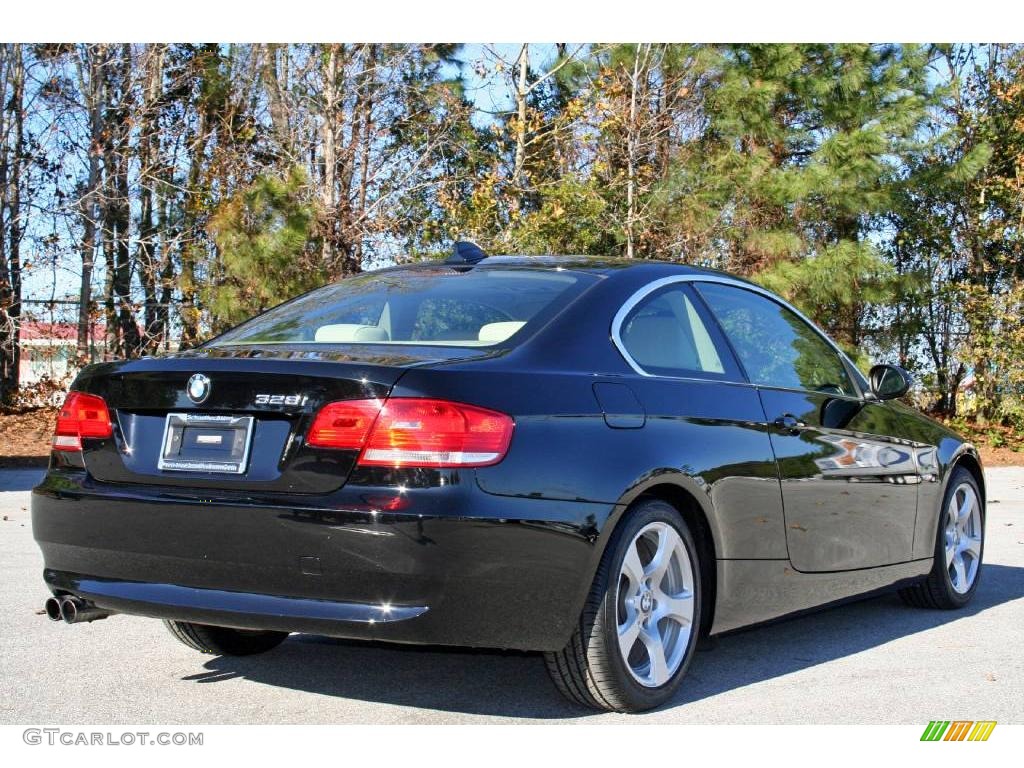 2007 3 Series 328i Coupe - Jet Black / Beige photo #7