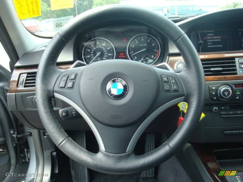 2011 BMW 3 Series 335i xDrive Sedan Black Steering Wheel Photo #53340661