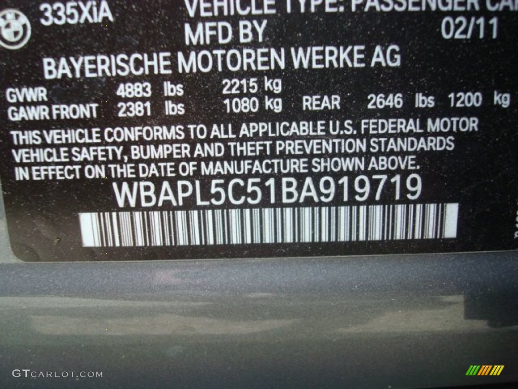 2011 3 Series 335i xDrive Sedan - Space Gray Metallic / Black photo #15