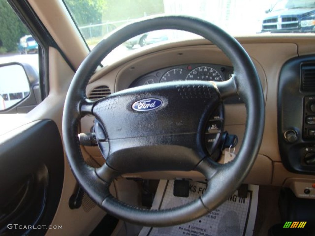 2002 Ford Ranger XLT SuperCab Medium Prairie Tan Steering Wheel Photo #53341141