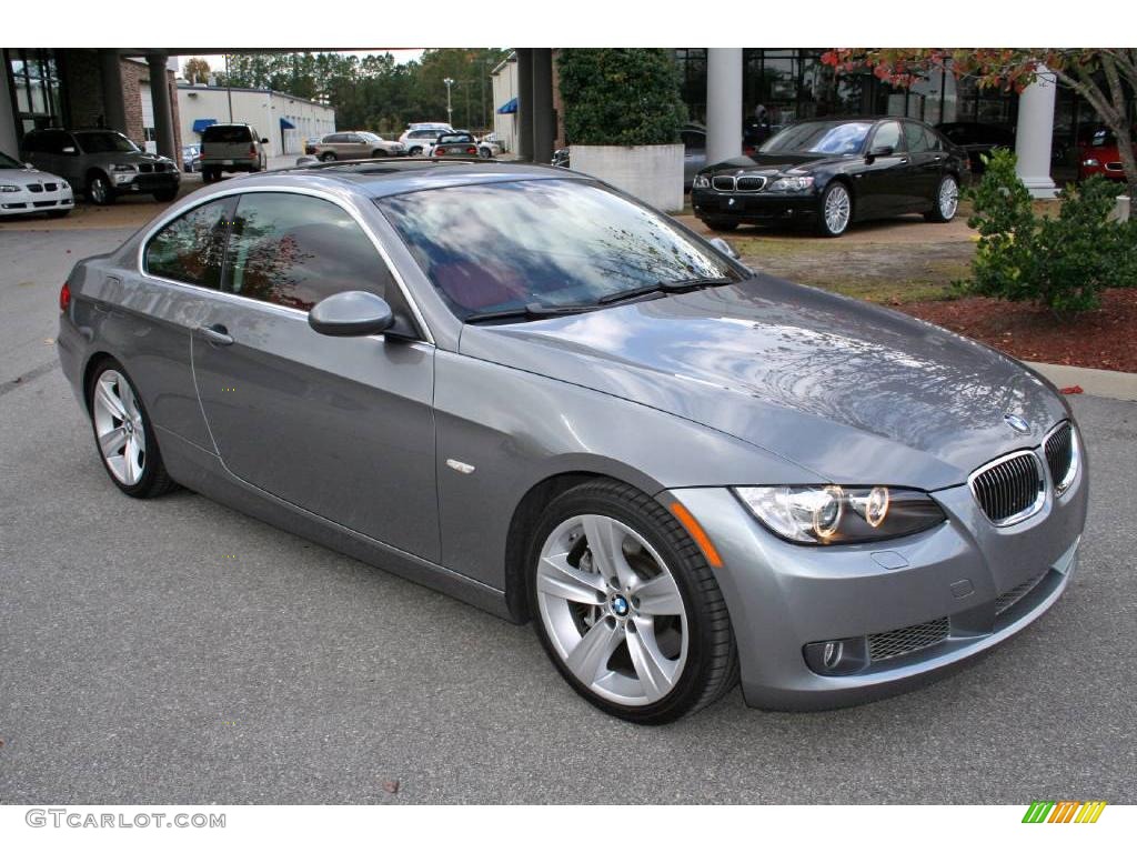 2007 3 Series 335i Coupe - Space Gray Metallic / Coral Red/Black photo #8