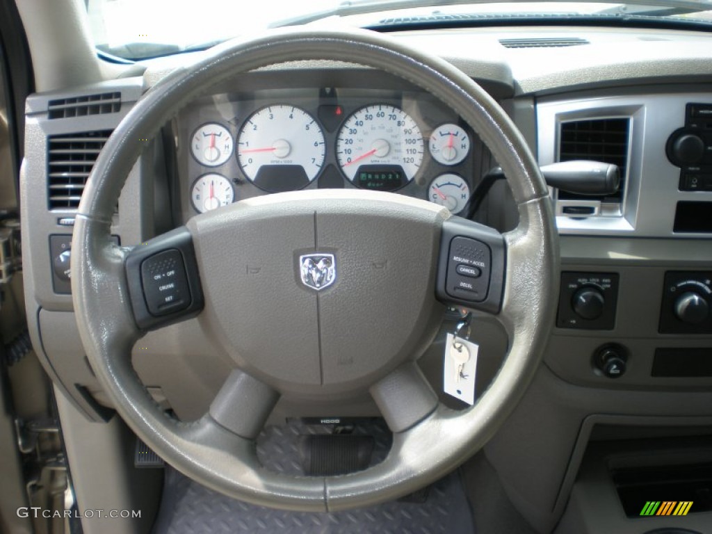 2008 Dodge Ram 1500 Big Horn Edition Quad Cab 4x4 Khaki Steering Wheel Photo #53341474