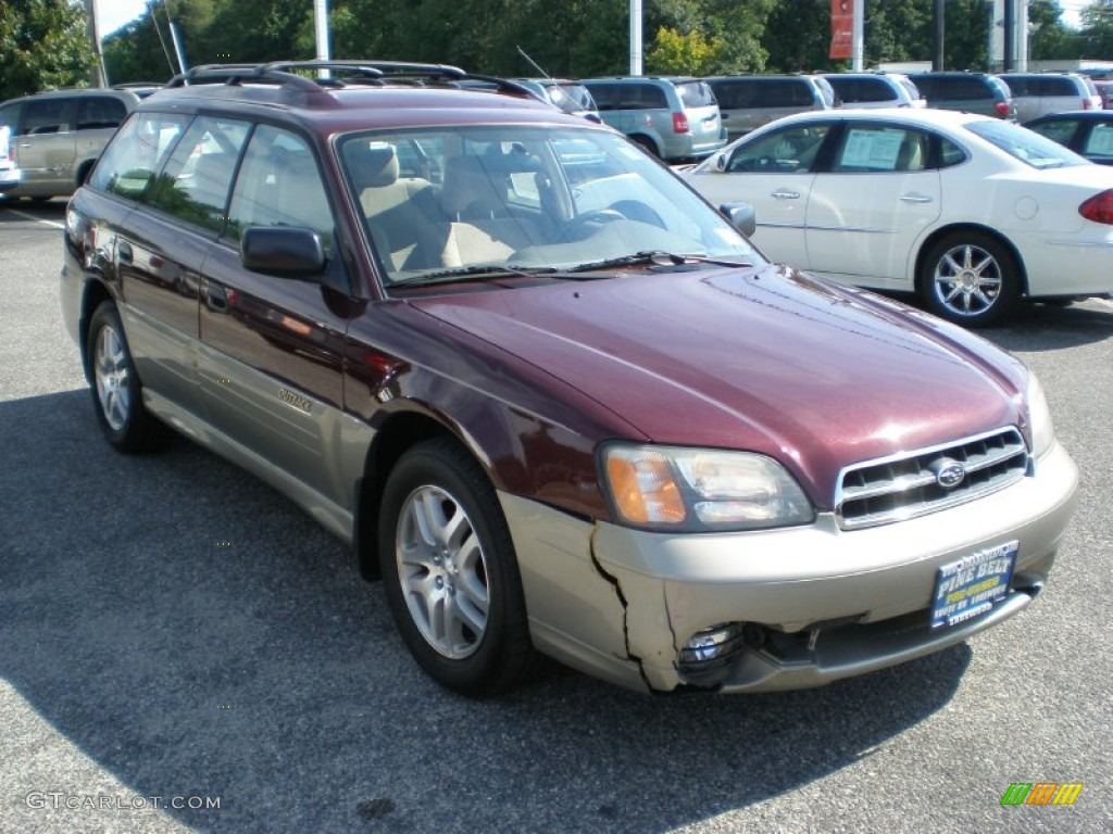 2001 Outback Wagon - Winestone Red Pearl / Beige photo #3