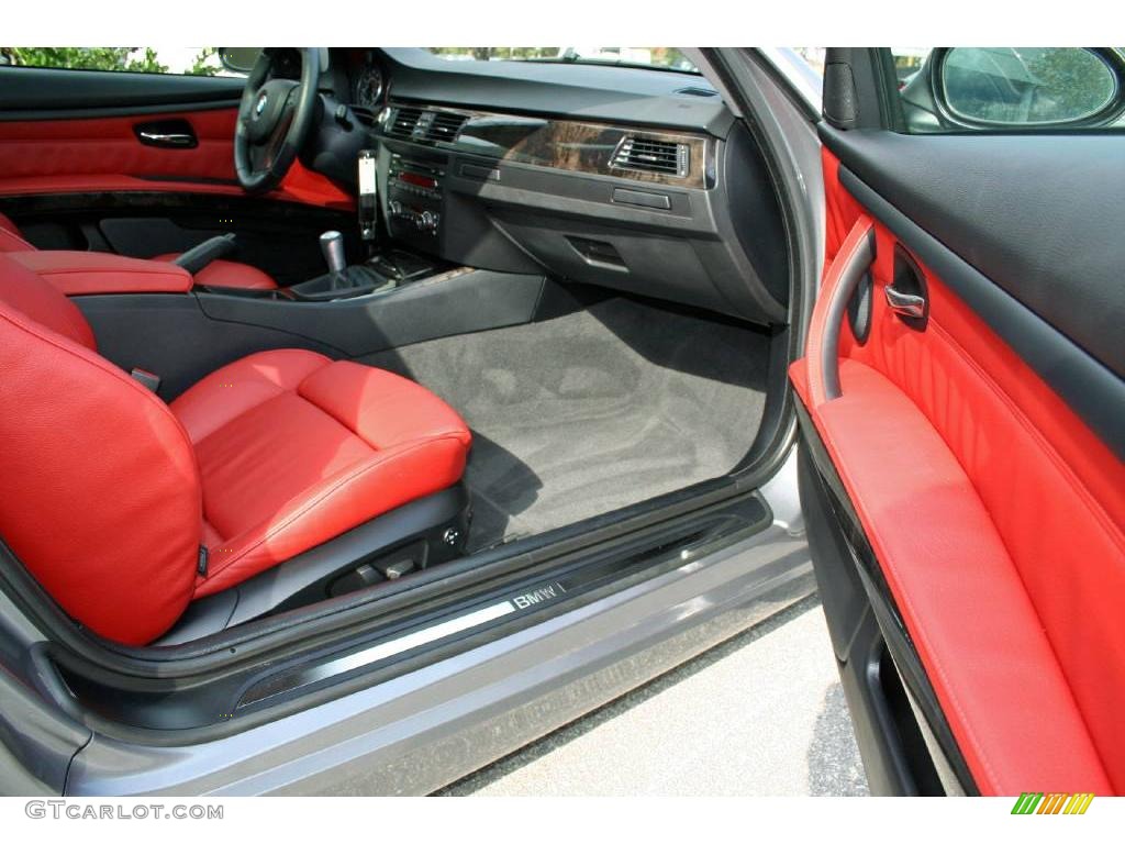 2007 3 Series 335i Coupe - Space Gray Metallic / Coral Red/Black photo #22